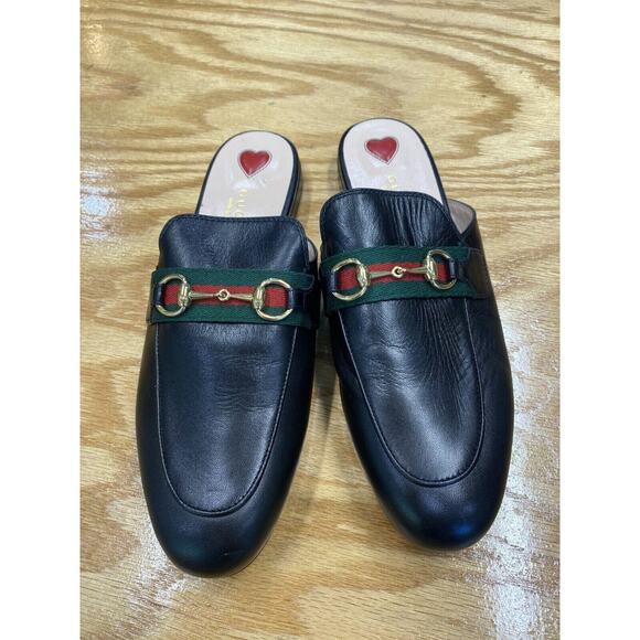 Gucci Princetown Slippers Women's 6.5 Black Leather Slip-On Walking Shoes L1 - Picture 1 of 15